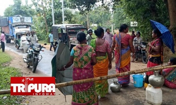 No Solution to Drinking Water Crisis Problems in Tripura after 4.5 Years of BJP Rule : Public Blocked Road in Jolaibari seeking end of Water Crisis Problems